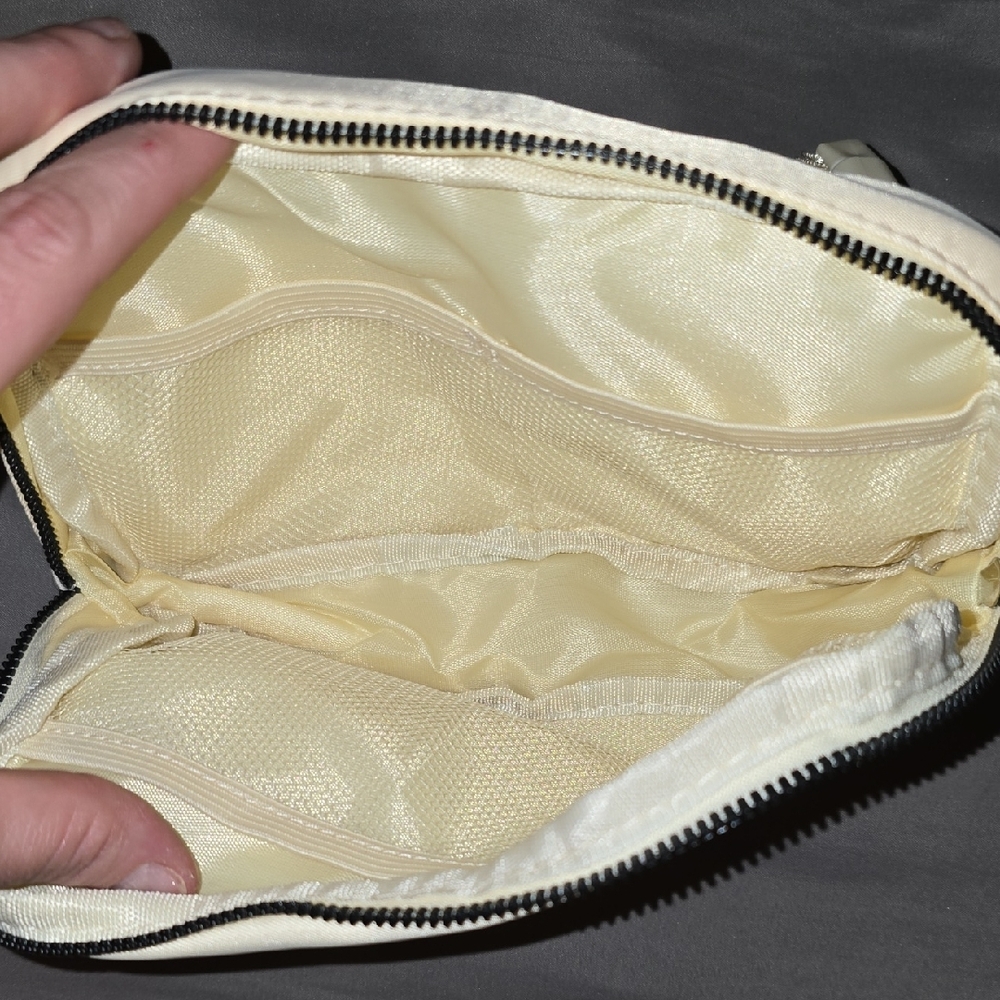 M Letter M Stylish Cream Crossbody Bag with Sunflower Accent Belt Bag 2 Pockets - Picture 6 of 7